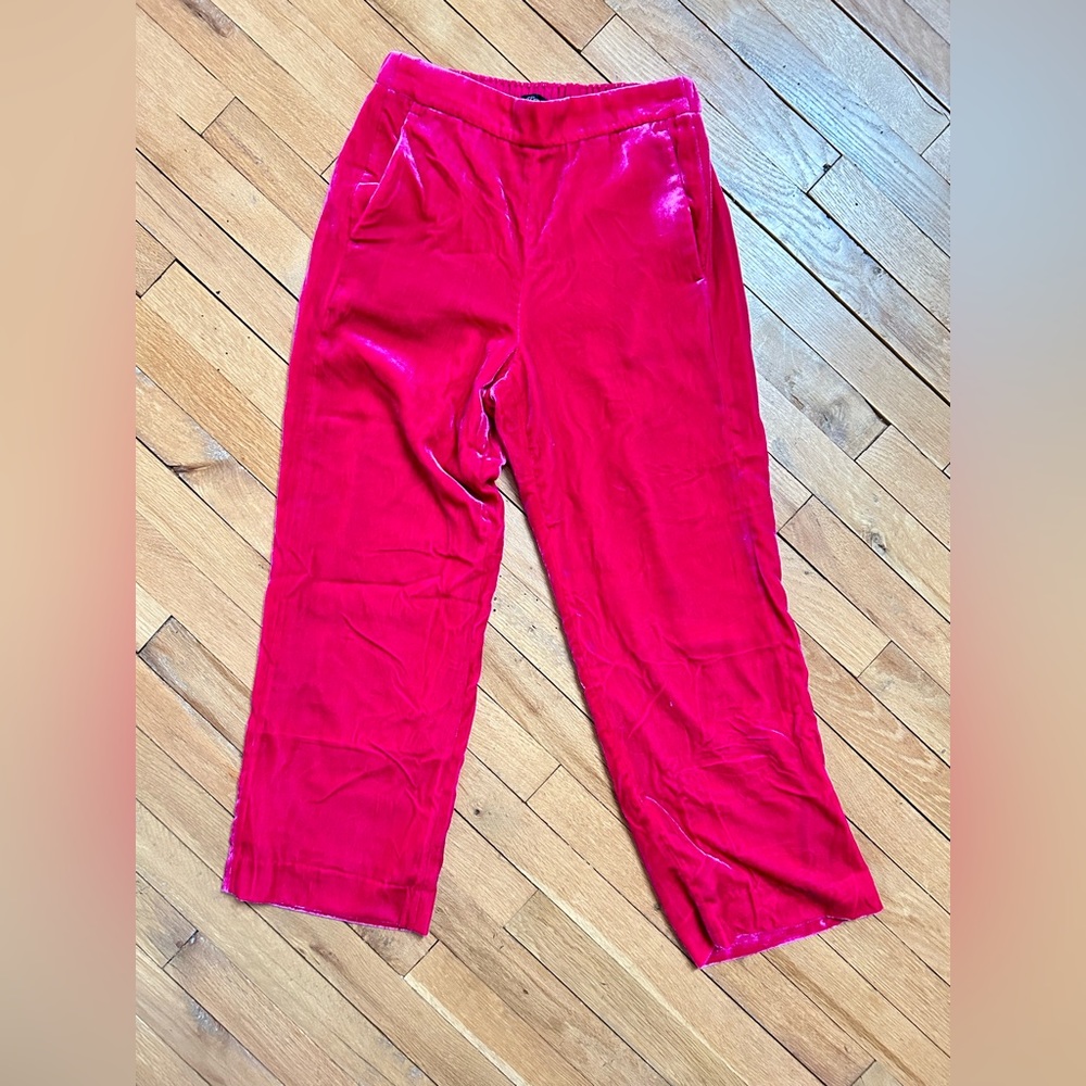 J. Crew Peyton Velvet Luxe Pants Hot Pink